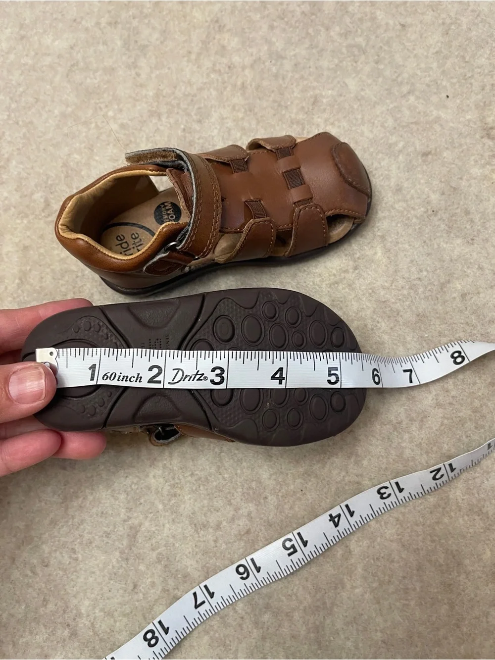 Stride Rite Archie Brown Leather Baby Toddle Fisherman Sandals Boys Size 6.5